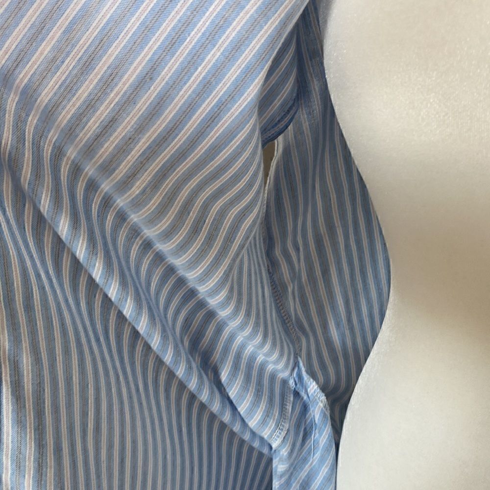 EINA Striped Blue White Button Down Short Sleeves Shirt Dress Small Mini - Picture 13 of 13